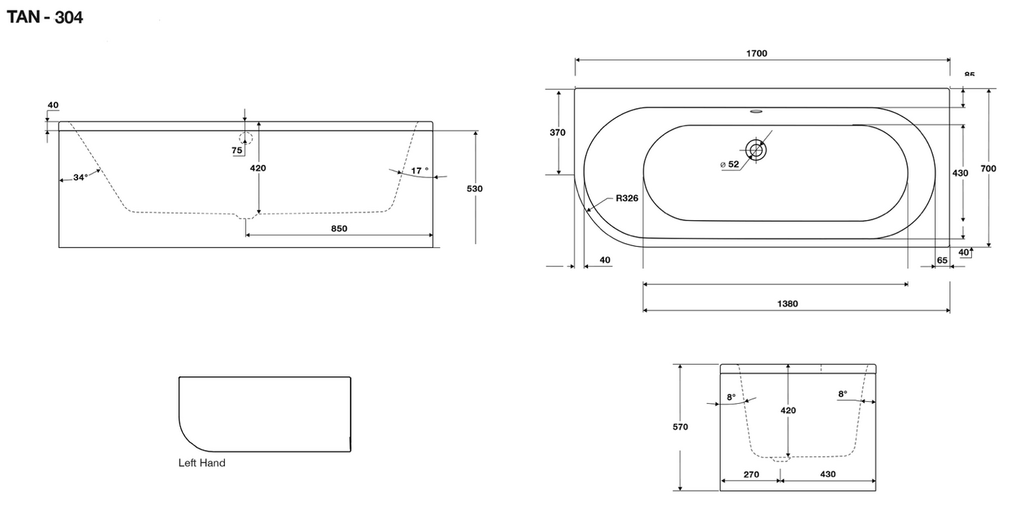 Bagno Left hand bath