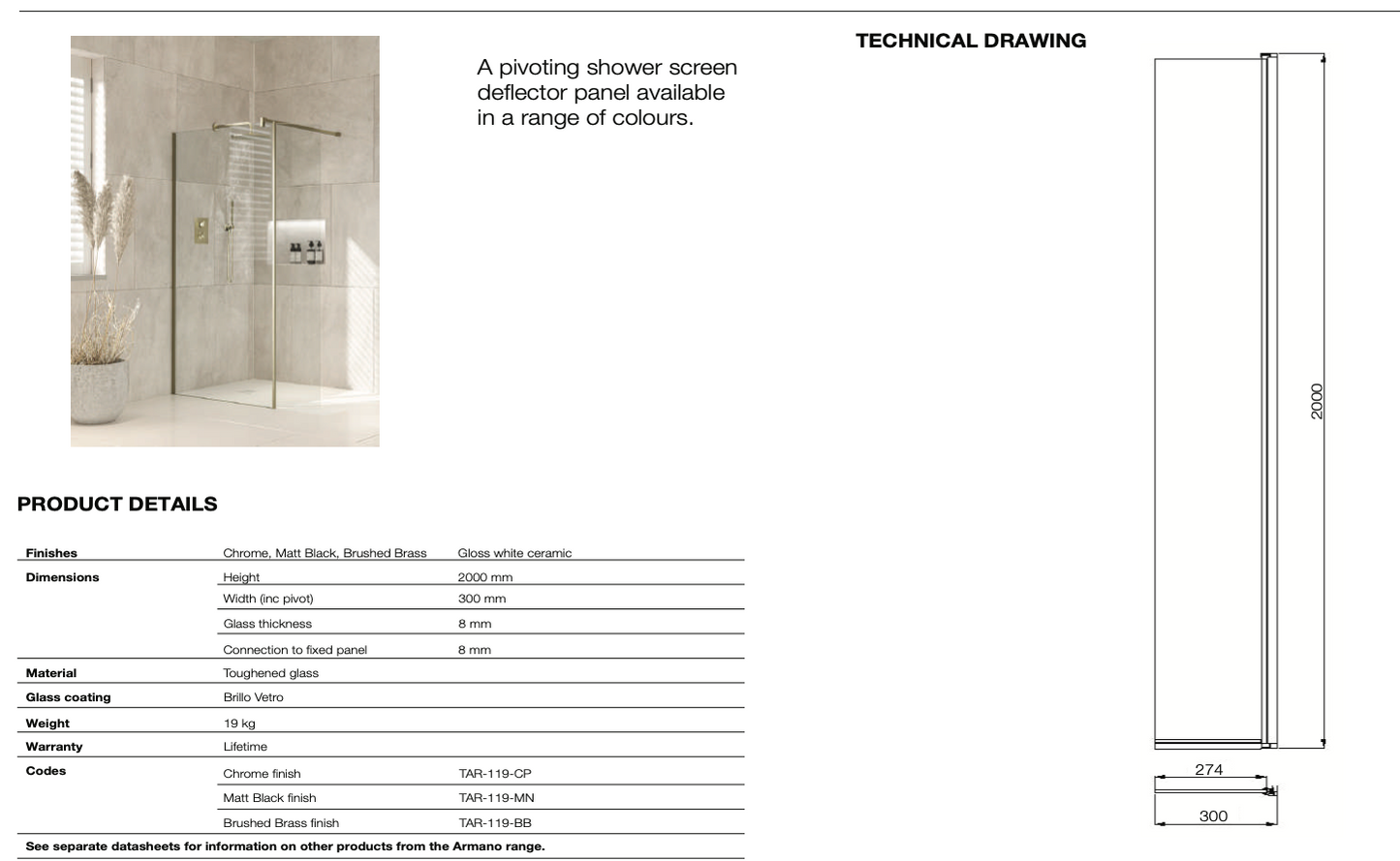 Armano pivoting glass return panel