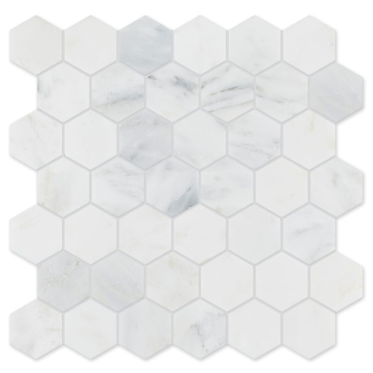 Alsace Honed Marble Hexagon Mosaic