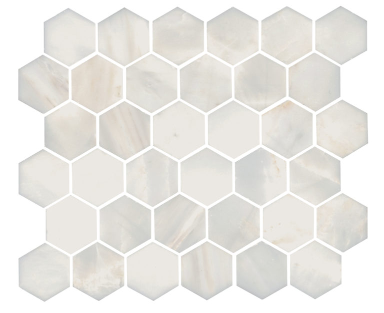 Calacatta Amber Honed Marble Hexagon Mosaic