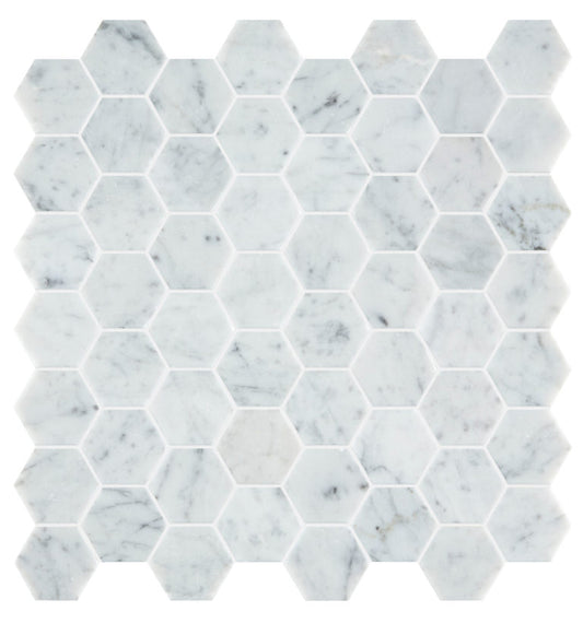 Carrara Honed Hexagon Marble Mosaic