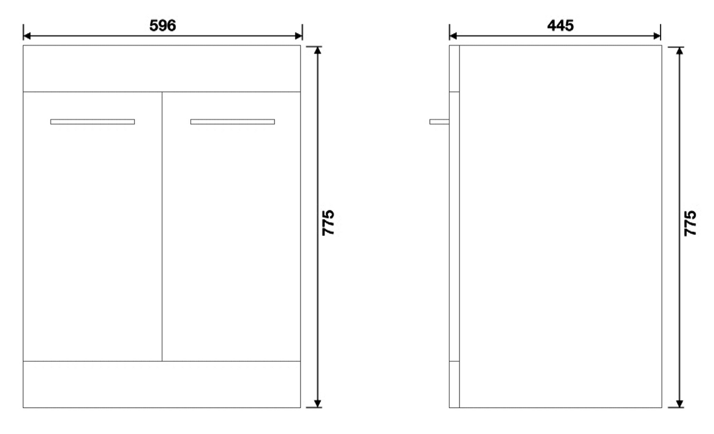 Angelo 600mm Basin unit - 2-door floor mounted - White