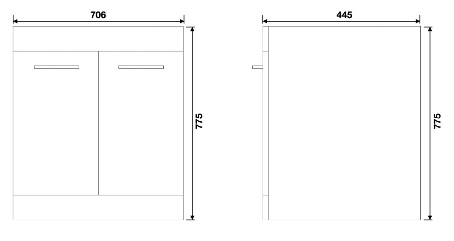 Angelo 700mm Basin unit - 2-door floor mounted - White