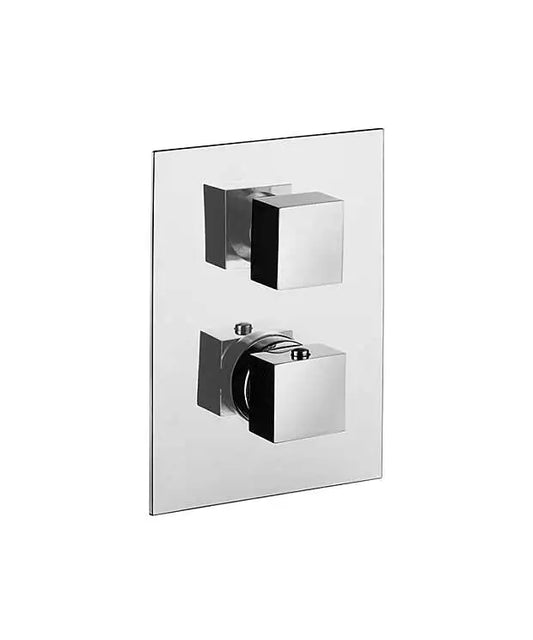 Elvo Dual handle thermostatic shower valve with diverter (3 outlets) - Square