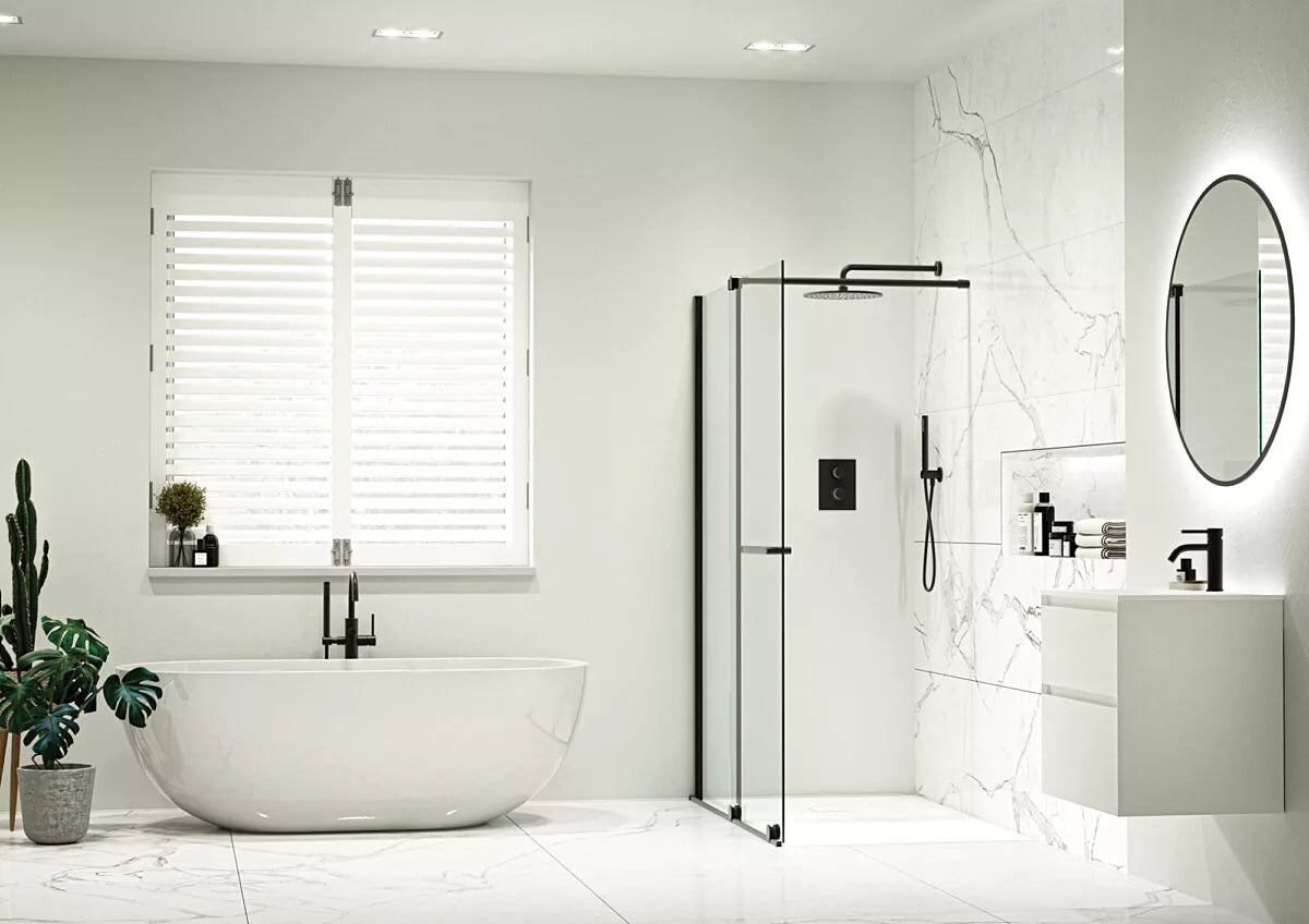 Armano Roller Clear Glass with Profile and Stabilising Bar - Left Hand